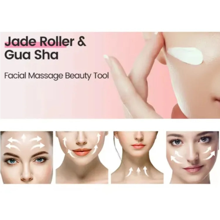 Gua Sha & Jade Roller Set — Facial Lifting & Sculpting Massager